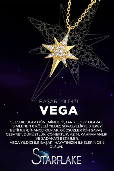 So CHIC... Vega Başarı Yıldızı 18 Ayar Sarı Altın Kaplama 48 Cm Gümüş Kolye
