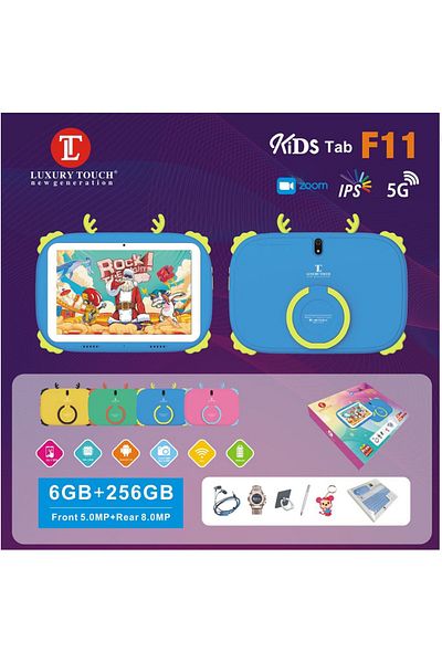 LUXURY تابلت أطفال فايف جي - Kids Tab F11 - سعة 6GB رام و256GB ذاكرة داخلية