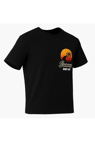 trender Summer Surf Print Black Men's T-Shirt