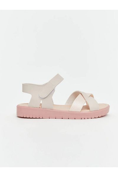 LC Waikiki Lcw Steps Pink Cross-Strapped Velcro Girls Sandals