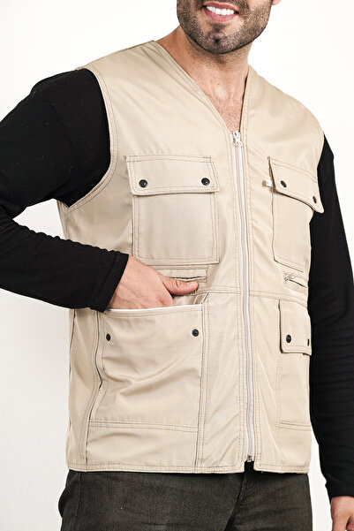 HeviStor Καλοκαιρινό γιλέκο με πολλές τσέπες Κομψή σχεδίαση πλαϊνή τσέπη με φερμουάρ