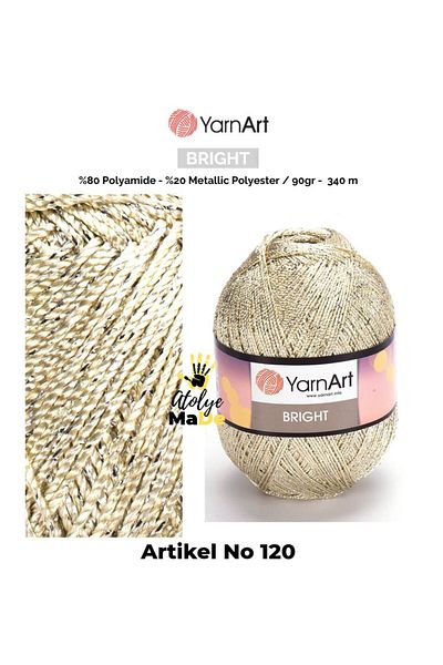 Yarnart Bright -120- Λαμπερή Μεταλλική και Λεπτή Κλωστή Πλέξης 80% Πολυαμίδιο – 20% Μεταλλικό Πολυεστέρα 90γρα 340μέτρα