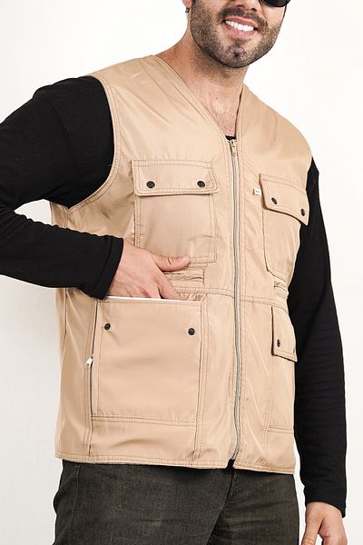 HeviStor Summer Vest Multi-Pocket Stylish Design Side Pocket Zippered