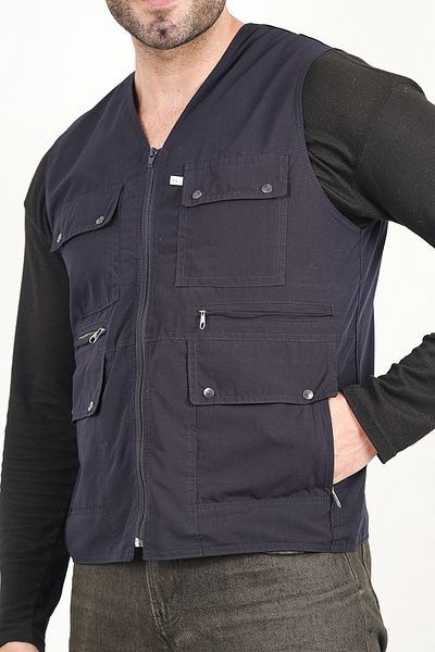 HeviStor Summer Vest Multi-Pocket Stylish Design Side Pocket Zippered