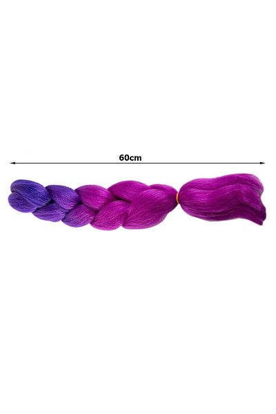 zola Extensie de păr sintetic pentru împletitură, Zola®, ombre violet închis și deschis, 60 cm