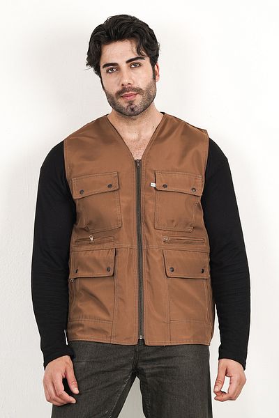 HeviStor Summer Vest Multi-Pocket Stylish Design Side Pocket Zippered