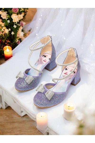 PATİK BEBE PANTOFI DE ROCHIE DE SĂRĂRĂ, CU TACURI MĂRITI, DE CULOARE MOV