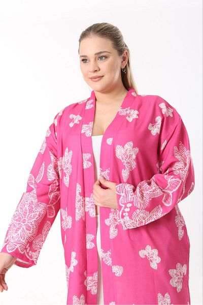 Butik Nilyam Women's Plus Size Linen Kimono and Pants Bottom Set 24751