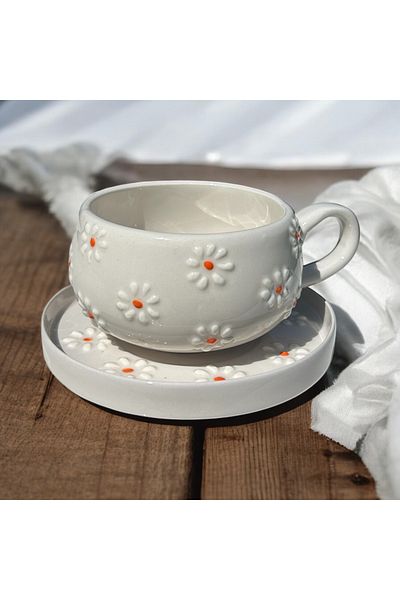 seramiker Daisy Mug with Plate
