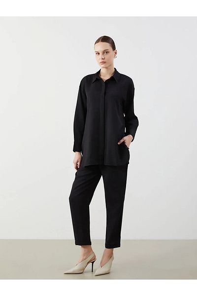 LC Waikiki Lcw Modest Black Loose Fit Women's Shirt Tunic