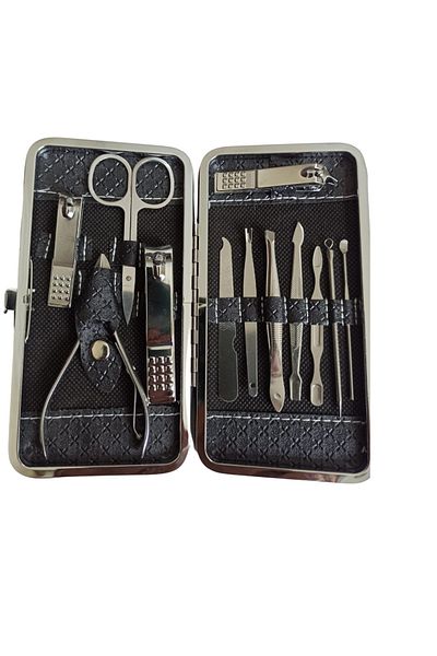 Mawrond Stainless, Chrome Nickel Plated, 12 Pieces, with Protection Bag, Manicure, Pedicure, Nail Care Set