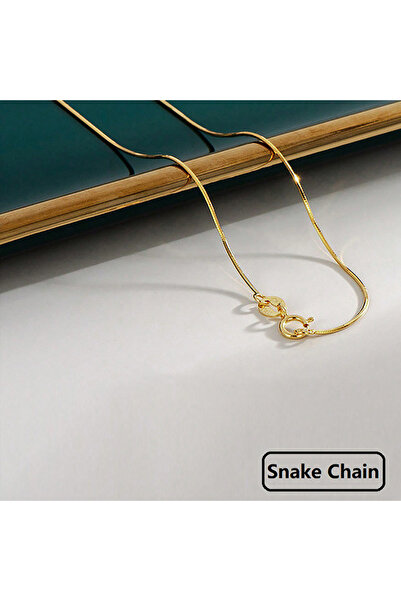 Choice قلادة على شكل ثعبان من الذهب عيار 18 قيراطًا بتصميم بسيط من سلسلة ثعبا...