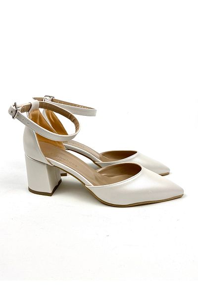 Gloriys Ayakkabı & Çanta Thick Heeled Shoes 01453-Sedef Leather 6 cm Heel