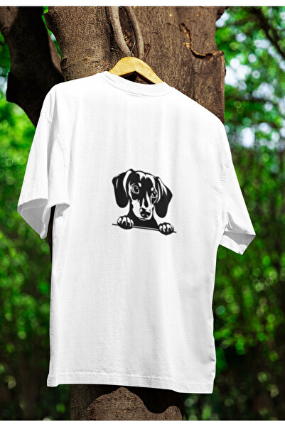 MG تي شيرت قطني برقبة دائرية للجنسين مطبوع عليه كلب مقاس كبير وأكمام قصيرة