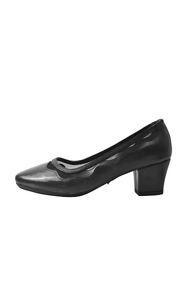 Beety By25.8637 Black & Silver Glitter Transparent Thick Heeled Women's Shoes