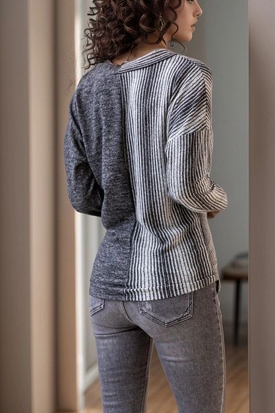 bacc Γυναικείο πουλόβερ Anthracite V-Neck Blocky Bcbsk-25700-2808
