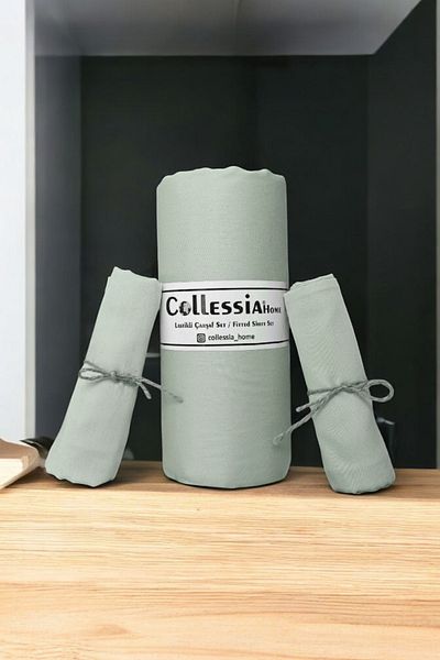 CollessiaHome 100% Cotton Satin Double Fitted Premium Fitted Sheet Set Sheet Set - Green