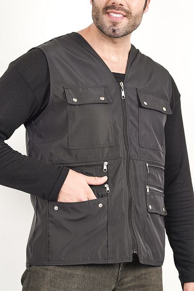 HeviStor Summer Vest Multi-Pocket Stylish Tsarim Waist with Double Pocket Zipper