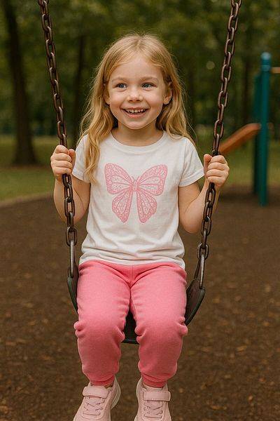 Yalçınoğlu Kids Girl's Summer Stylish Suit |   Bow Pattern T-Shirt and Sweatpants I Cotton Anti-Sweat I Children's Set