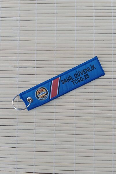 İZMİR ASKERİ MALZEME سلسلة مفاتيح من القماش المطرز باللون الأزرق والأبيض من خ...