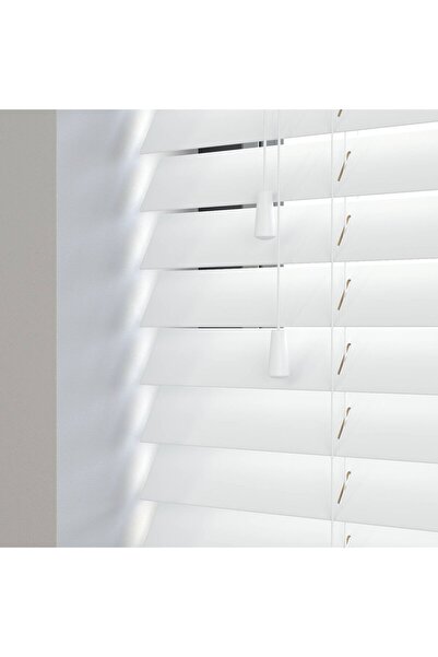 ROVA Beyaz %100 Ahşap Jaluzi Perde 50mm Merdiven Ipli