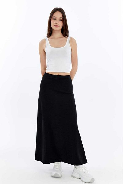 Maison La Femme Women's Dark Anthracite Flared Skirt