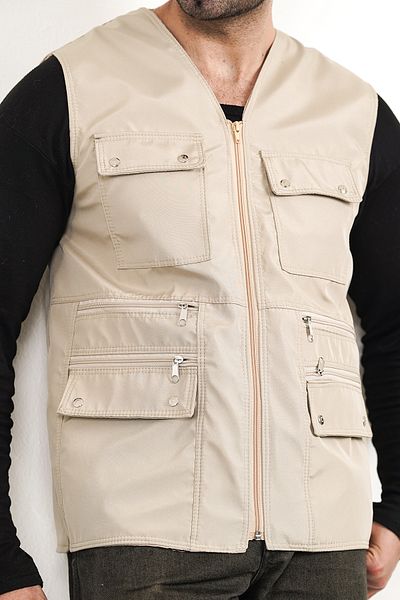 HeviStor Summer Vest Multi-Pocket Stylish Tsarim Waist with Double Pocket Zipper