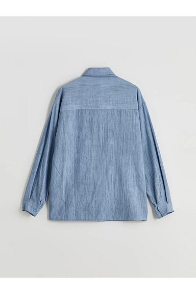 LC Waikiki Cămașă pentru femei LCW Modest Blue Texturată Tunica