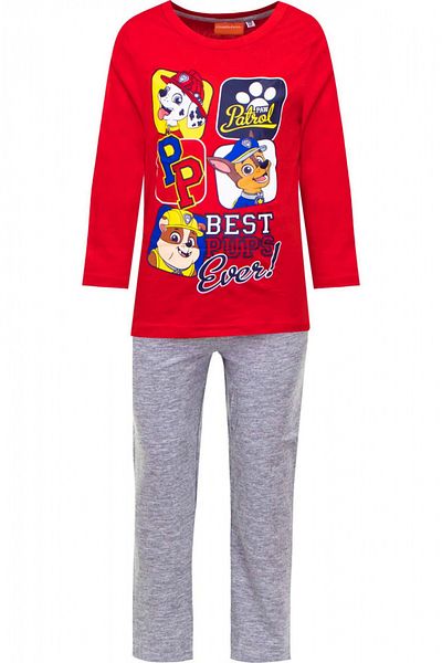 PAW PATROL Pijamale lungi Paw Patrol best pups ever,culoare Rosu/Gri, 6 ani