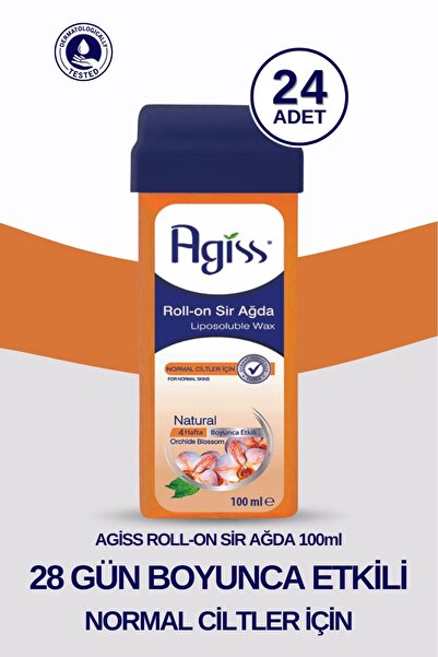 AGISS Normal Ciltler Için Roll-on Sir Ağda, Kartuş Ağda 100 ml - For Natural Skins 24 Adet