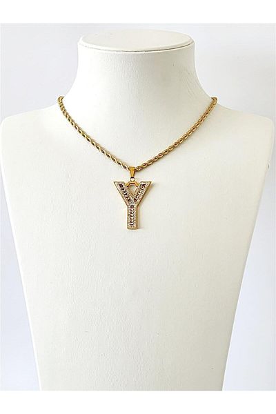 hena Large Zircon Stone Letter Necklace