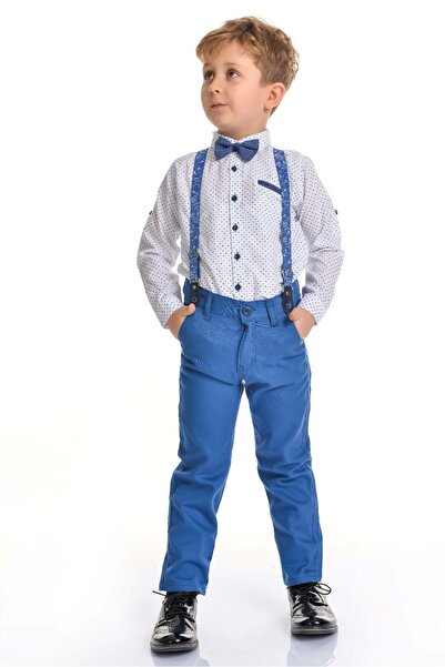 s.t. sebat tekstil Set košulje sa tregerima i leptir mašnom za dečake INDIGO