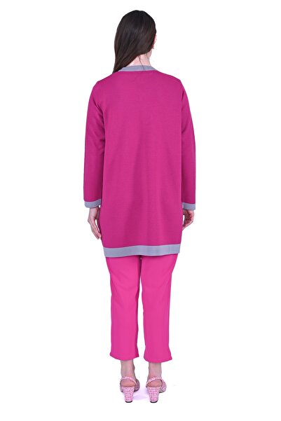 Invee Cardigan INVEE 7068 din amestec de lână fucsia