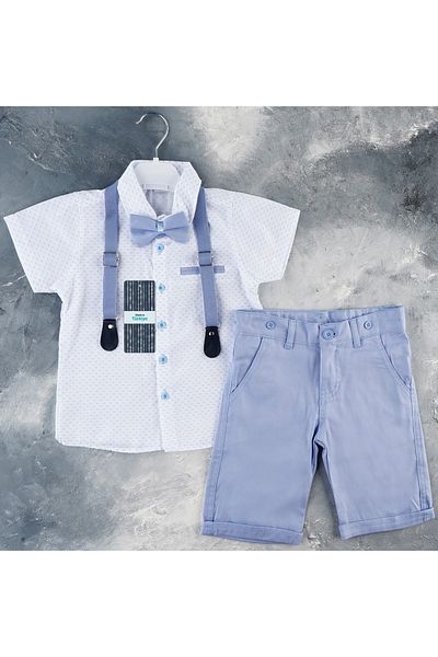 s.t. sebat tekstil Gabardine Shorts, Shirt, Suspenders and Bow Tie Set Boy Suit Sb6298