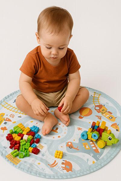 SafeMom Bebek, Çocuk Oyuncak Bohçası, Bebek Oyun Halısı, Çift Taraflı, 90 cm