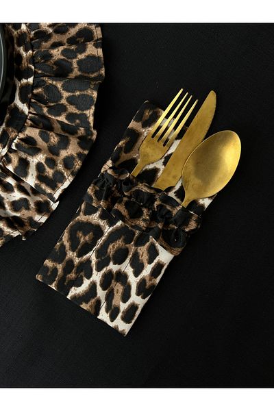 KaiHome Θήκη για μαχαιροπίρουνα Leopard Frilly 3 θέσεων 6 τεμαχίων