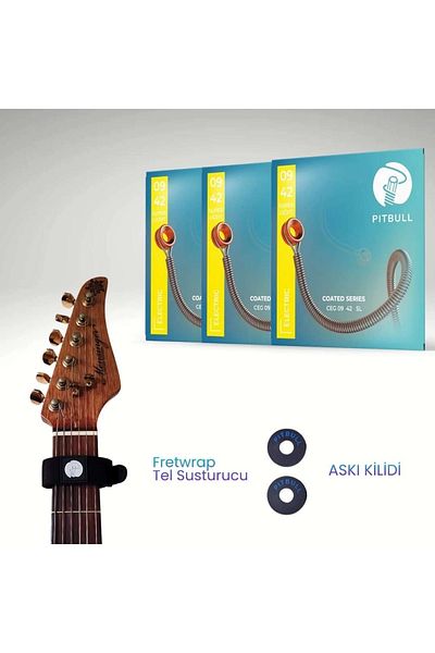 Pitbull Strings Coated Series Electronic Guitar String Ceg 09-42 Sl 3Psfb