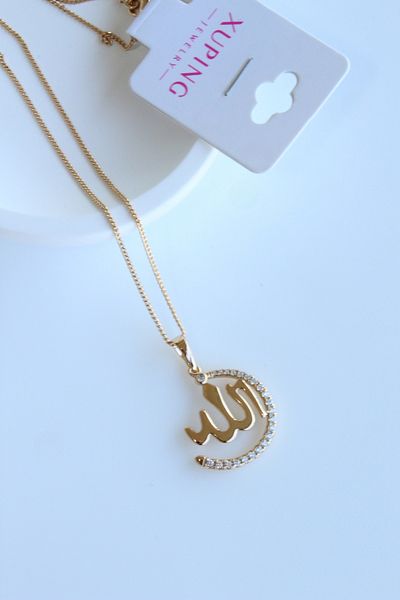 Leo'Stone Xuping Zircon Stone God Written Does Not Lose Color Does Not Tarnish Women's Steel Necklace