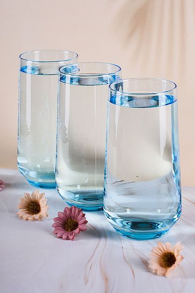 Hanedanev 420015   Allegra Water Glass 6 Pcs 470 Cc Turquoise Glass Soft Drink Glass Tall Allegra