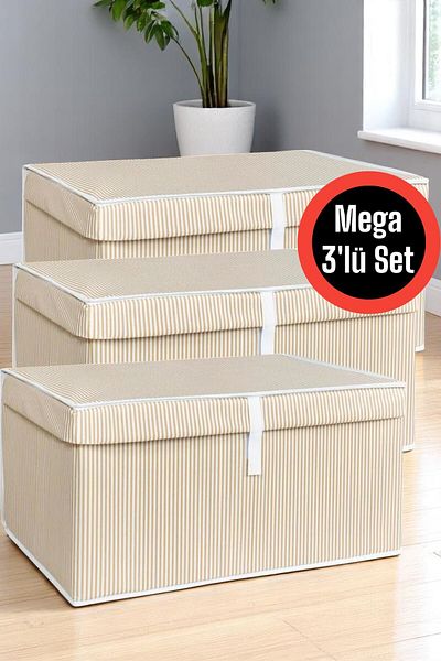 Helen's Home Чанта за съхранение с капак, 3 броя, мега размер 60x40x30 см