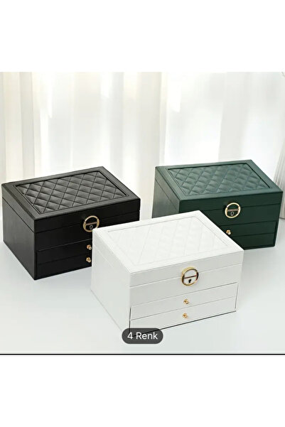 MSALIŞVERİŞ صندوق مجوهرات فاخر ذات سعة كبيرة مع قفل