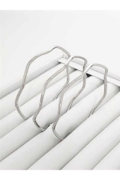 hena Dalgalı Ajda 3'lü Silver Bilezik