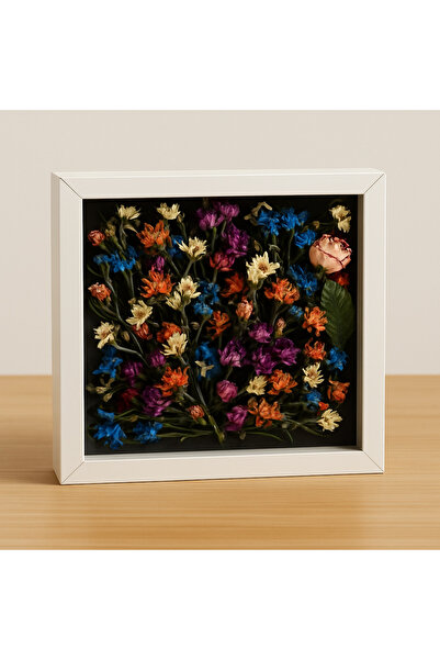 lovrime 25x25 Cm Derin Beyaz Anı Çerçevesi - Gül Kutusu - Isteme Çiçegi Çerçe...