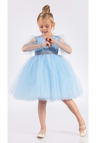 Mnk Baby&Kids Rochie de seară din șifon pentru fete cu aripi Mnk0534 Albastru