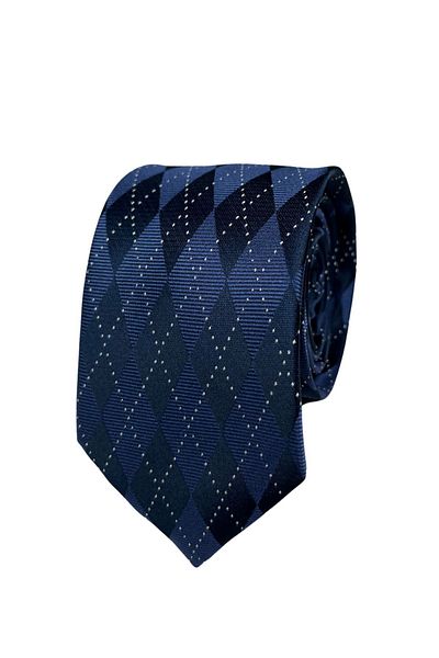 1001 Kravat Navy Blue Diamond Patterned 7 cm Wide Thin Tie