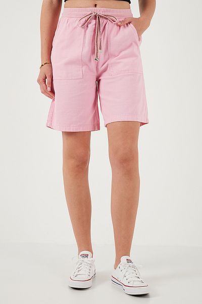 Lela Cotton Relaxed Fit High Waist Pocket Mini Shorts Shorts 668Yp5384