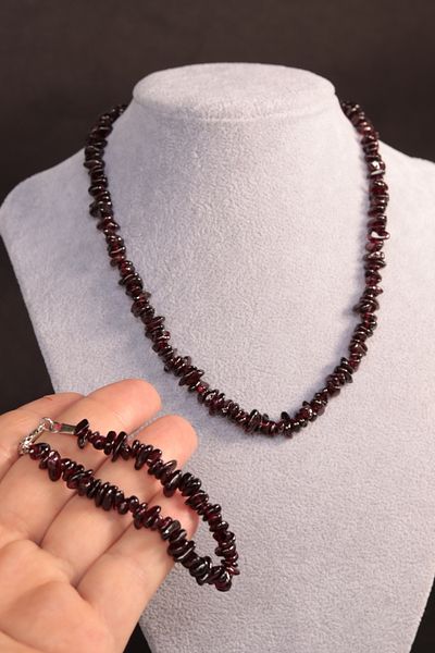 CessNova Certified 100% Original Garnet/Granat Cracked Natural Stone Necklace and Bracelet Set