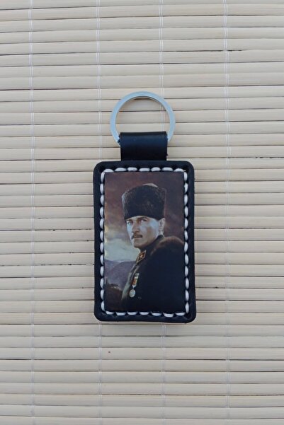 İZMİR ASKERİ MALZEME سلسلة مفاتيح هدية من الجلد الطبيعي Ayyildiz مع صورة ظلية...