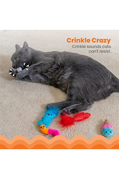 PetStages Catstages Kitty Sweet Treats Candy-Shaped Catnip Cat Chew Toy 6-Pack