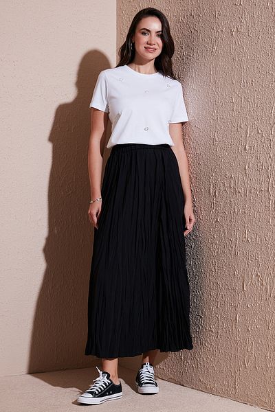 Lela Modest Cotton Blend Regular Fit Wrinkled Look Long Hijab Skirt Skirt 6698042